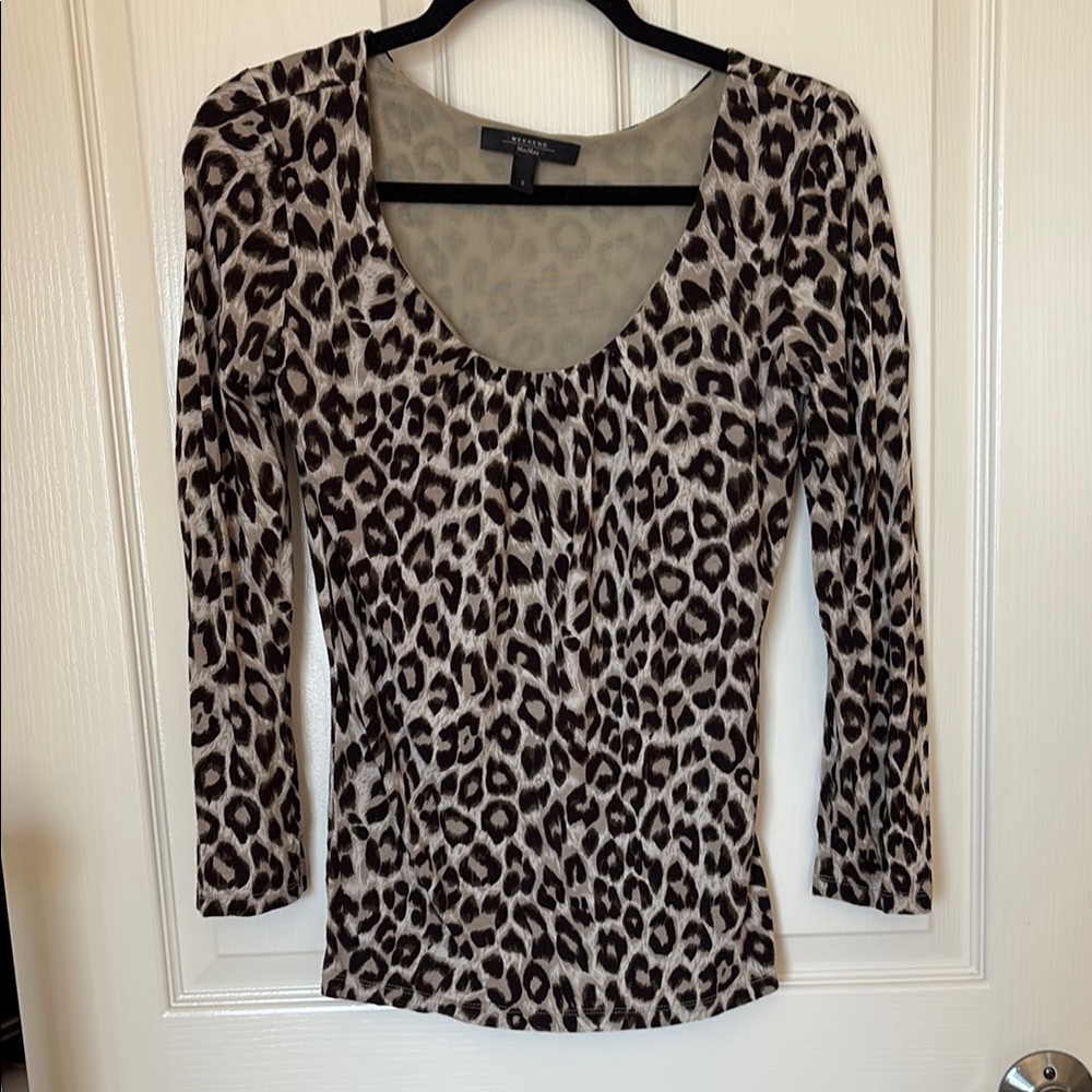 MaxMara Animal Print Long Sleeve Blouse